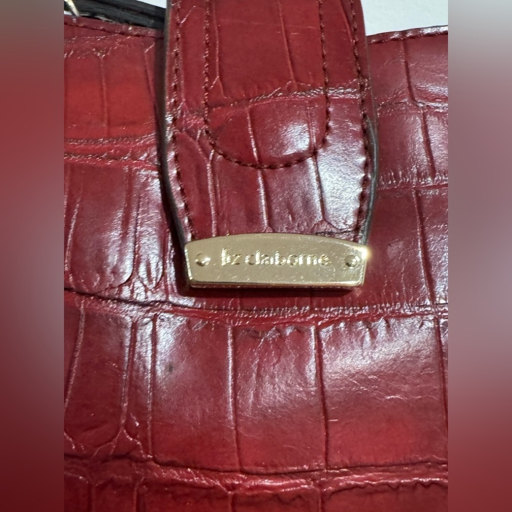 Liz Claiborne Vintage Cherry Red Croc-Embossed Shoulder Handbag - Picture 5 of 16